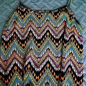 Spring break or summer top with sexy strappy back women's large multi colored